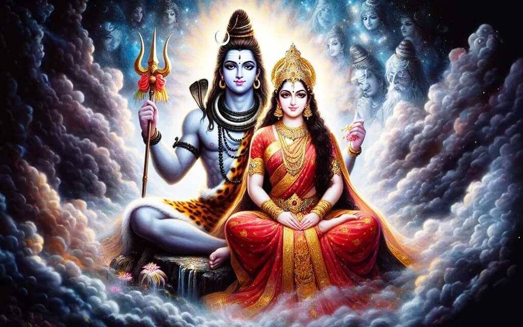 Divine image of Lord shiva and Parvati.