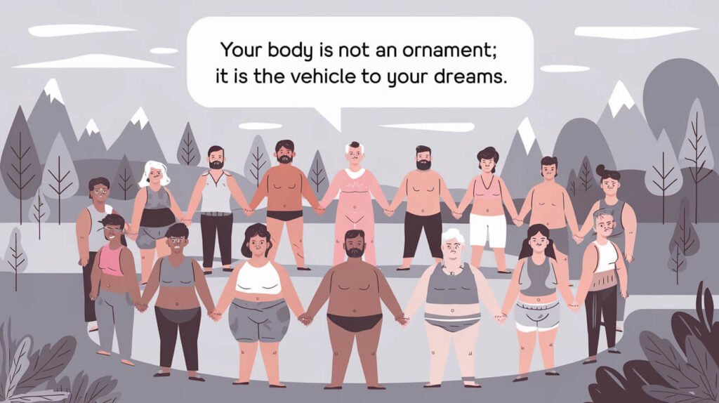 illustration showing that your body is not an ornament, it is the vehicle to your dreams.