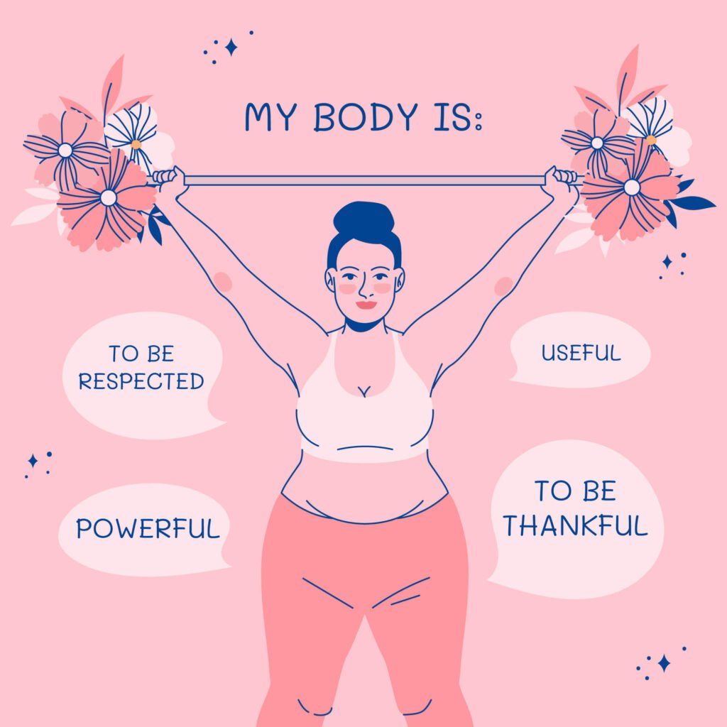 illustration of my body is respected, loved, powerful, useful and to be thankful.