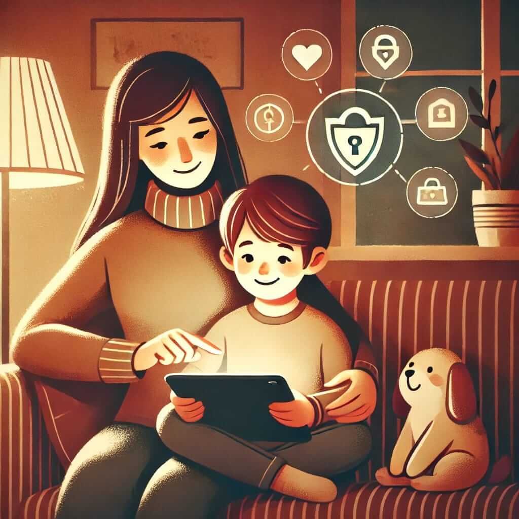 image illustration showing the importance of open communication and online safety between parent and children. it is crucial for middle childhood parentingchildren . 