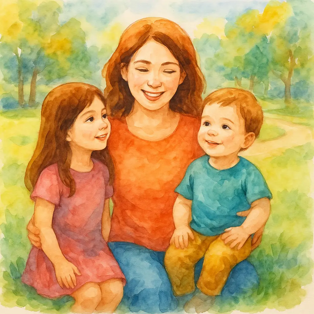 image illustration of mother holding her children. What this mother wants you to know on mothers day is the life of mother in the daily chaos