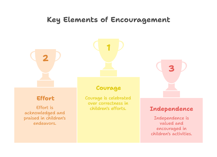 visual image of key elements of Encouragement, which comes from right correction and not over correcting.