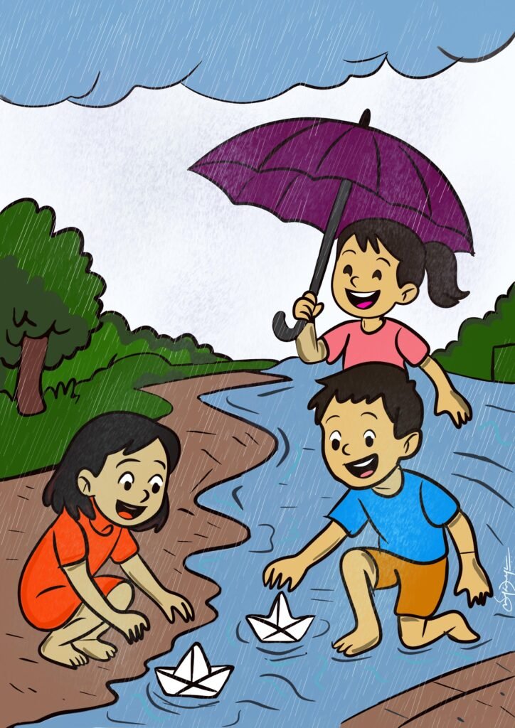 Image illustration of childhood joy- paper boats