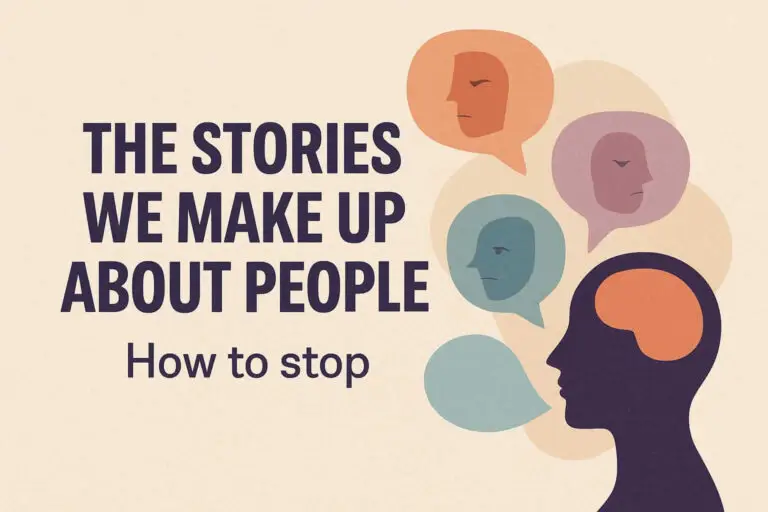 AI image Illustration of The stories we make about prople and how to stop.
