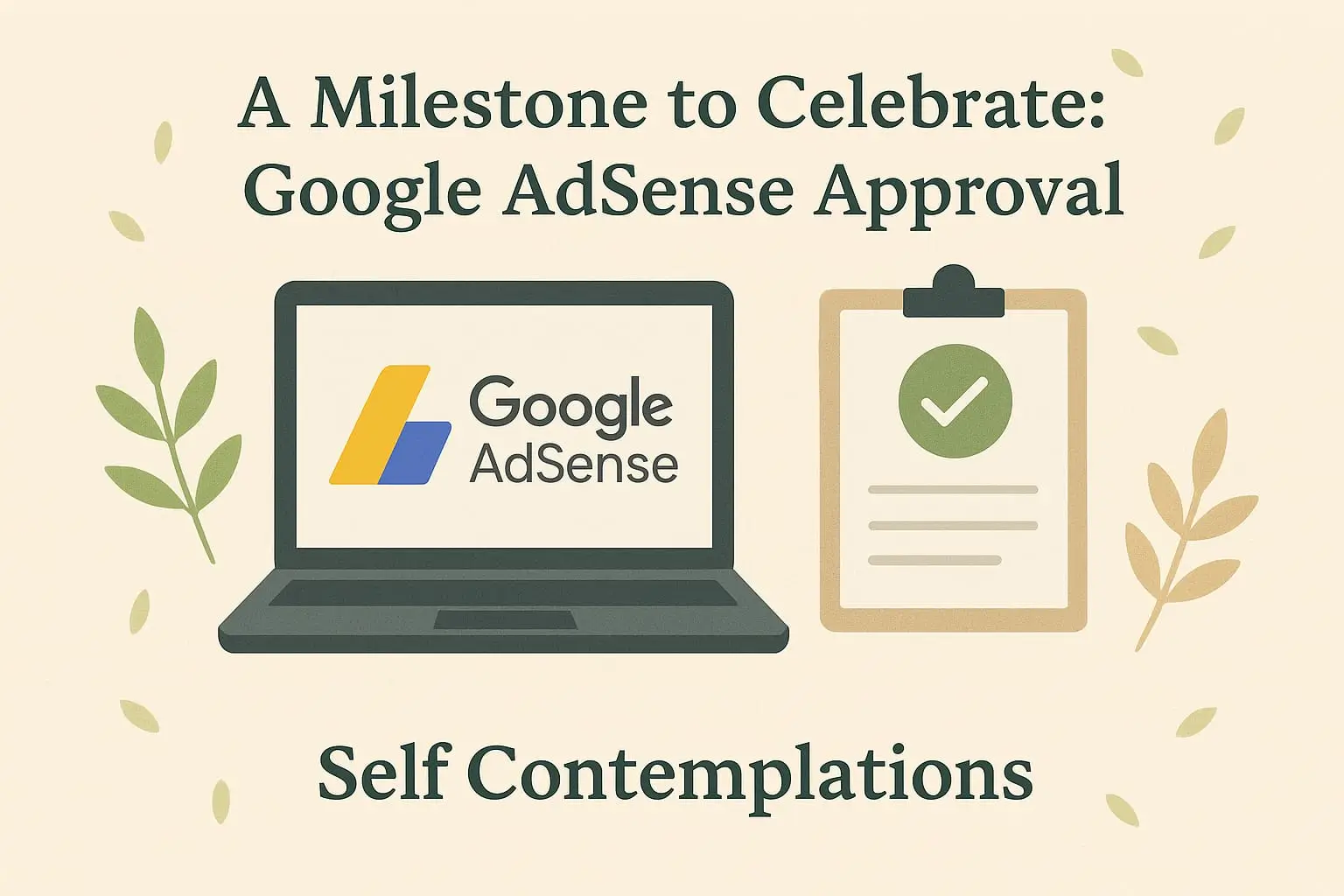AI image illustration of a milestone to celebrate: Google AdSense approval for selfcontemplations