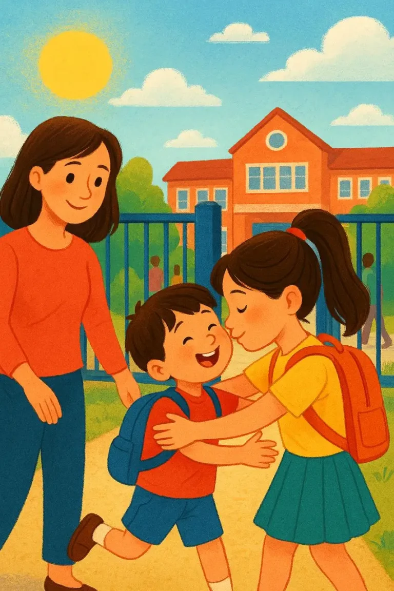AI image of a mom and her kids, where she realises motherhood is raising love