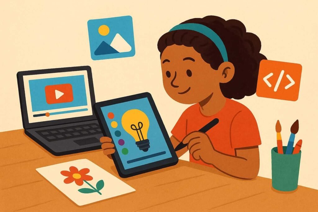 Ai image illustration of using technology for creation